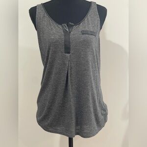 Express M Gray Sleeveless Top with‎ Black Faux Leather Accent 267